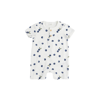Thumbnail for FIRSTS Blueberry Print on Off-White Henley Romper