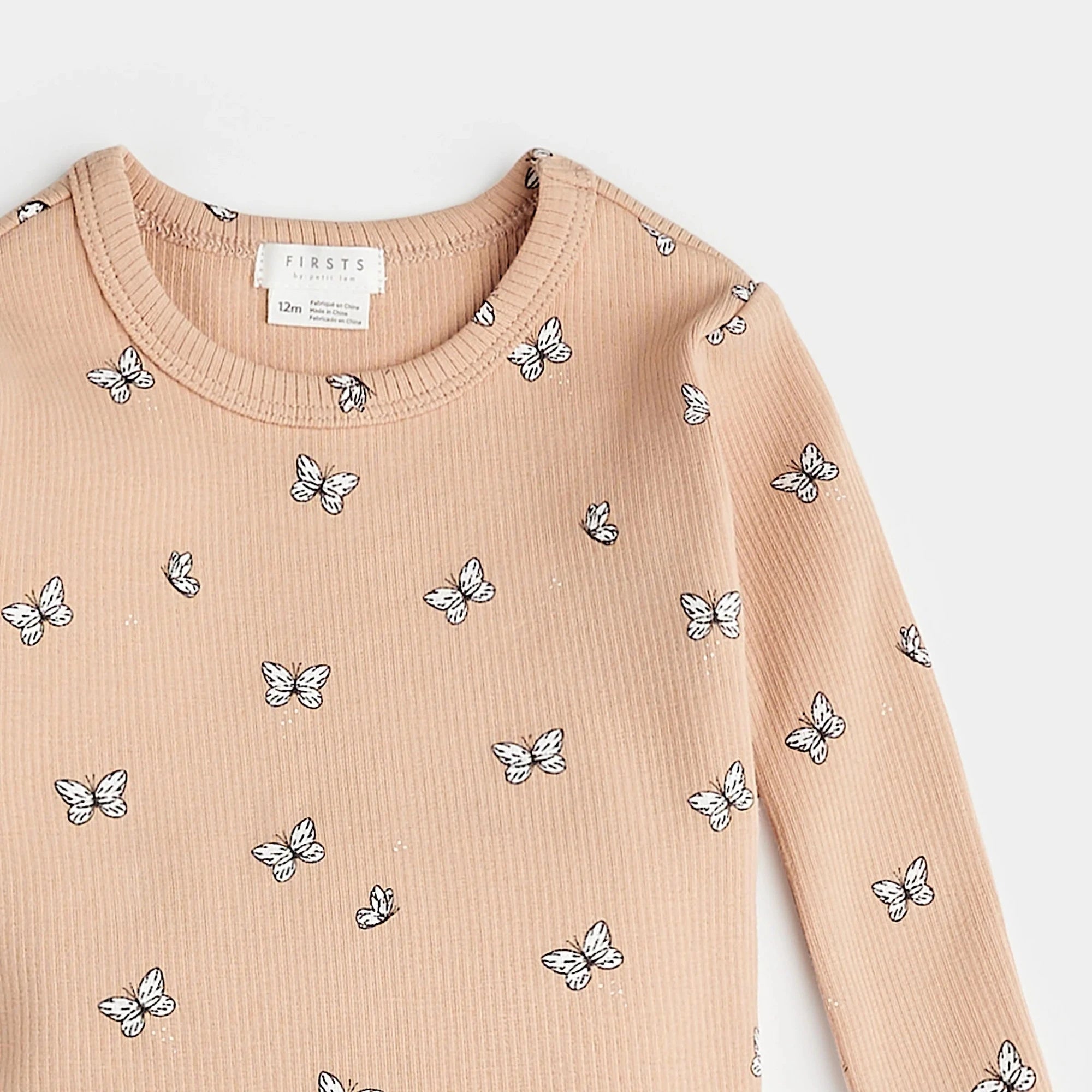 FIRSTS Butterlfy Print on Ribbed Sirocco Infant PJ Set