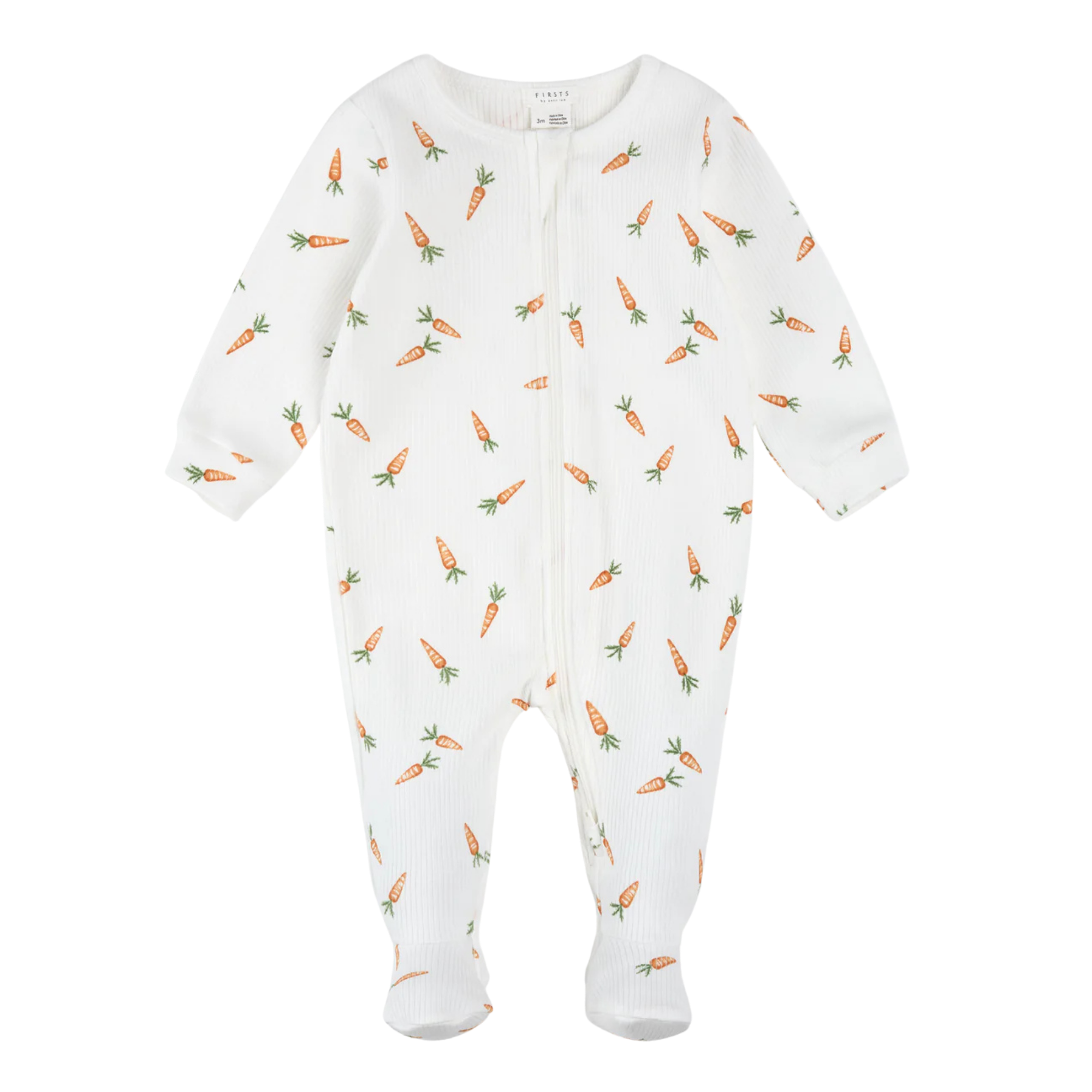 FIRSTS Chaussons à pieds blanc cassé imprimé carottes