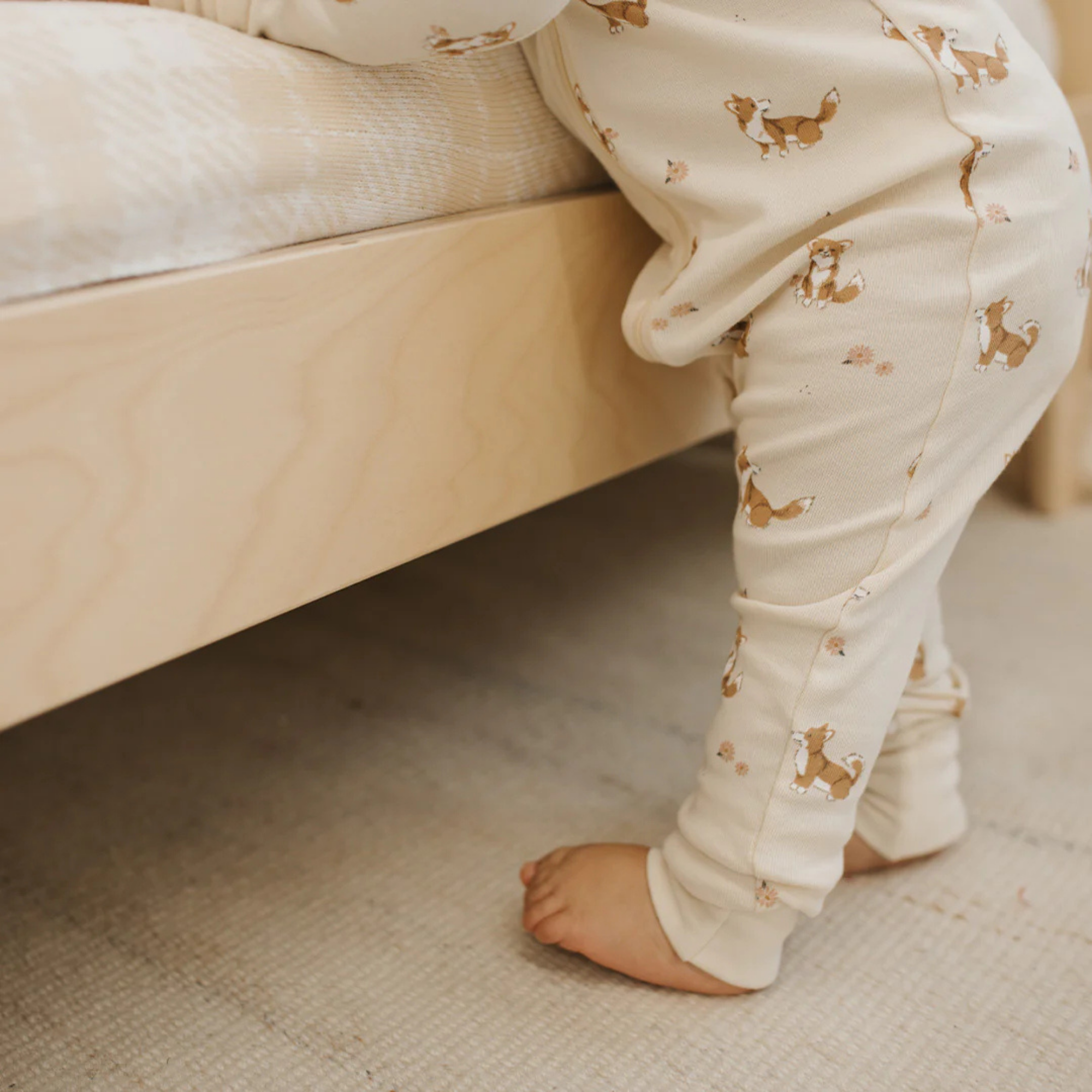 FIRSTS Corgi Print on Antique White Convertible Sleeper - 12M