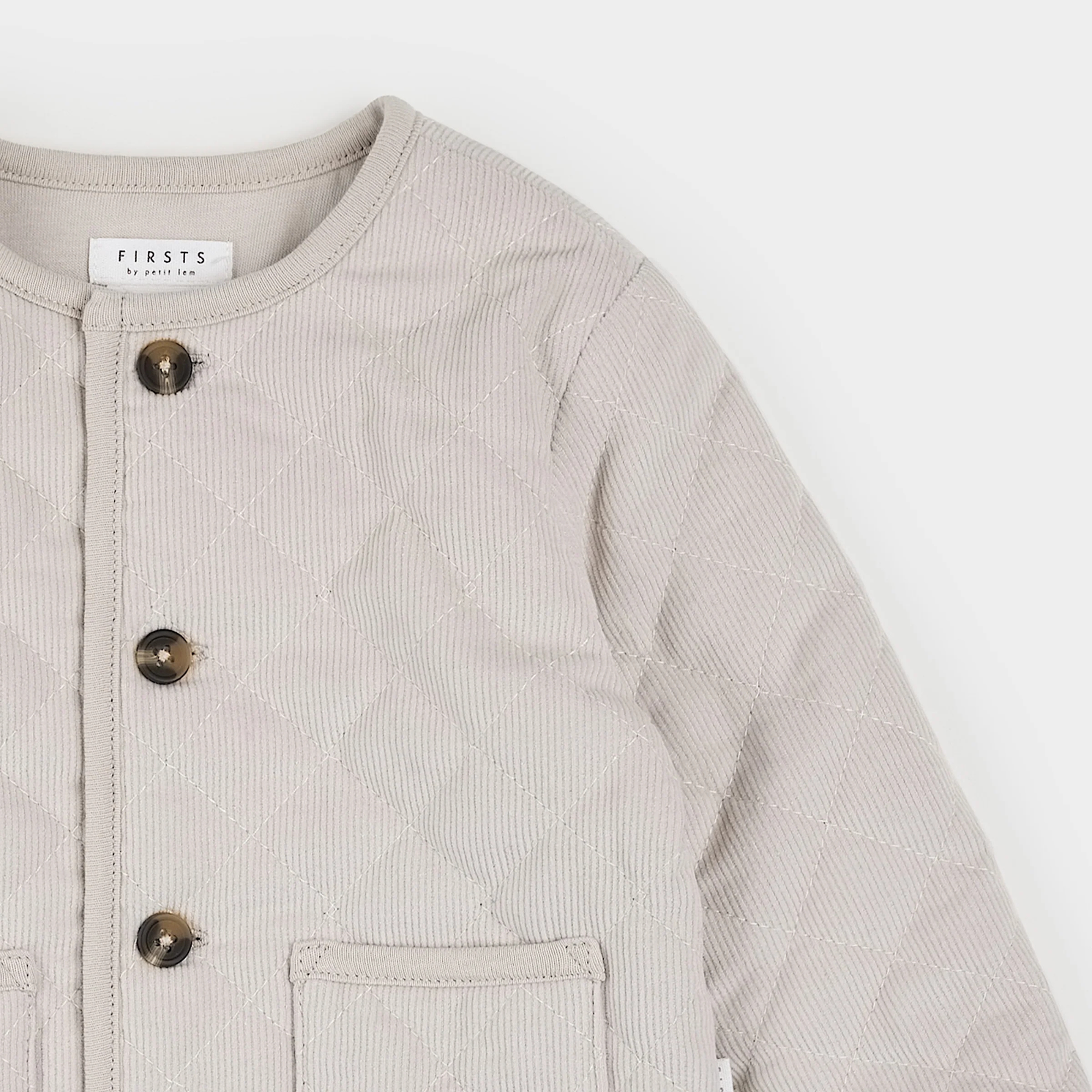 FIRSTS Crème Corduroy Quilted Cardigan