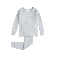 Vignette pour FIRSTS Ensemble pyjama pour bébé bleu perle côtelé à imprimé marguerite