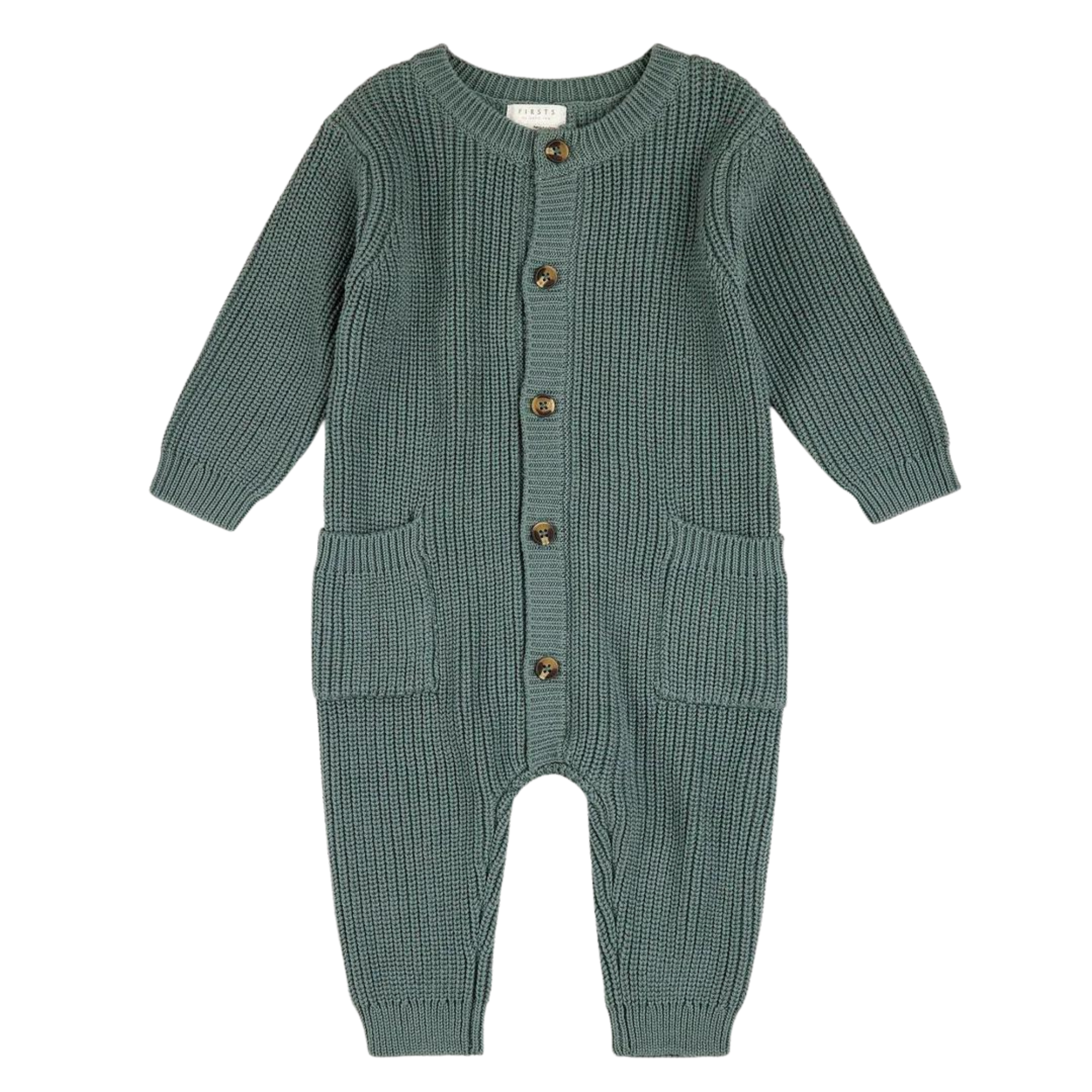 FIRSTS Dark Teal Pointelle Knit Playsuit