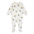 FIRSTS Diggers Print on Off-White Footed Sleeper