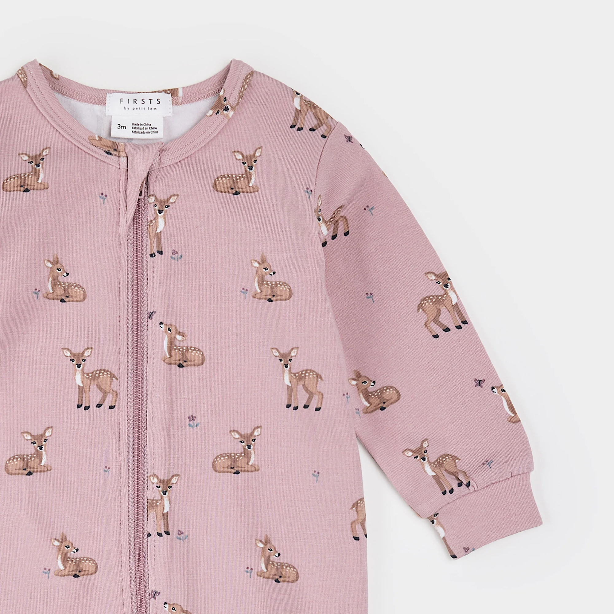 FIRSTS Fall Fawn Print on Twilight LunaKnit Sleeper