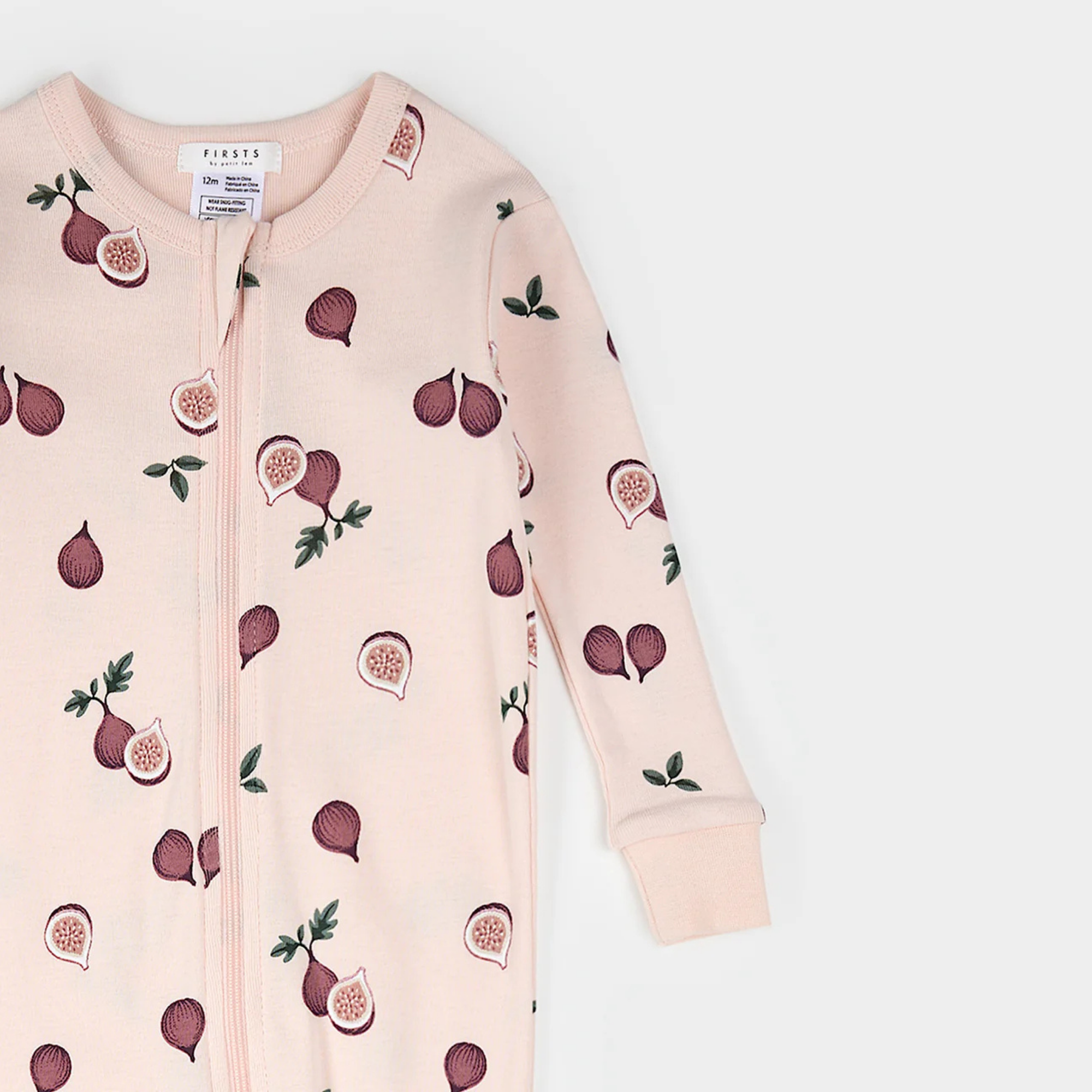 FIRSTS Figs Print on Light Pink Convertible Sleeper