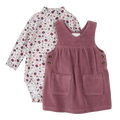 FIRSTS Floral Print Overall Corduroy Dress  Set