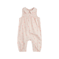 FIRSTS Flower Print on Coral Crosshatch Linen Jumpsuit