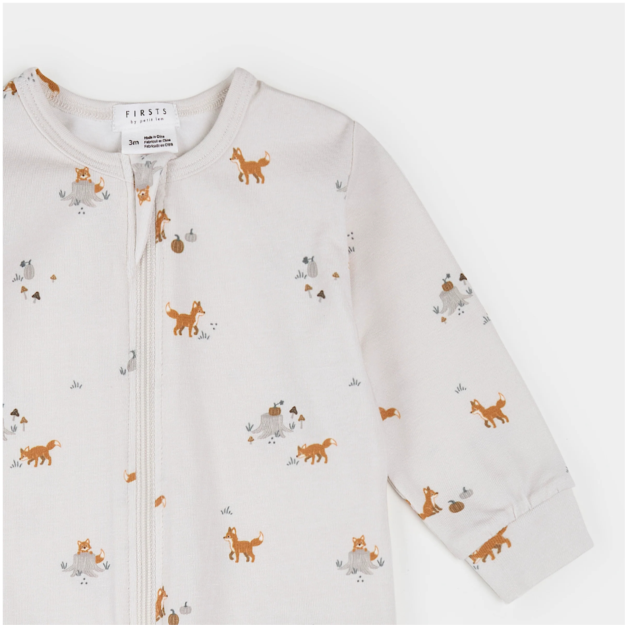 FIRSTS Fox Kit Print on Off-White LunaKnit Sleeper
