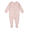 FIRSTS Ice Skates Print on Light Pink Ribbed Sleeper