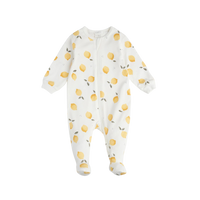Thumbnail for FIRSTS Lemon Print on Off-White Footed Sleeper