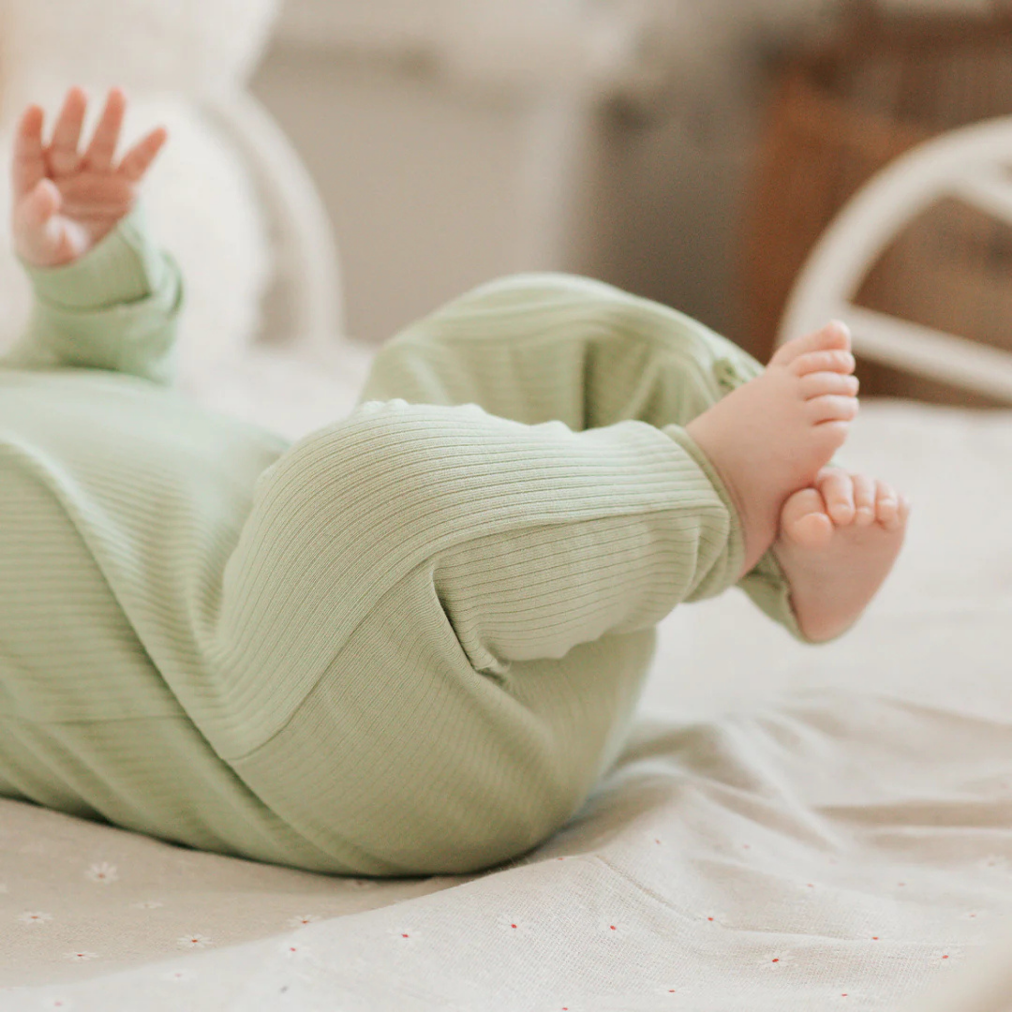 Pyjama côtelé en modal vert clair FIRSTS