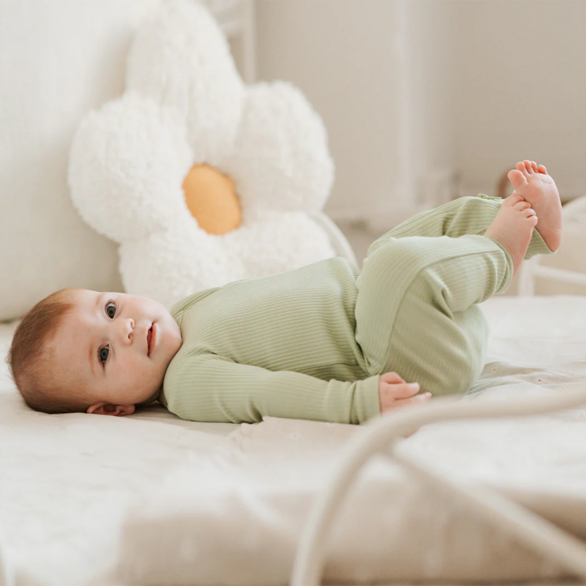 Pyjama côtelé en modal vert clair FIRSTS