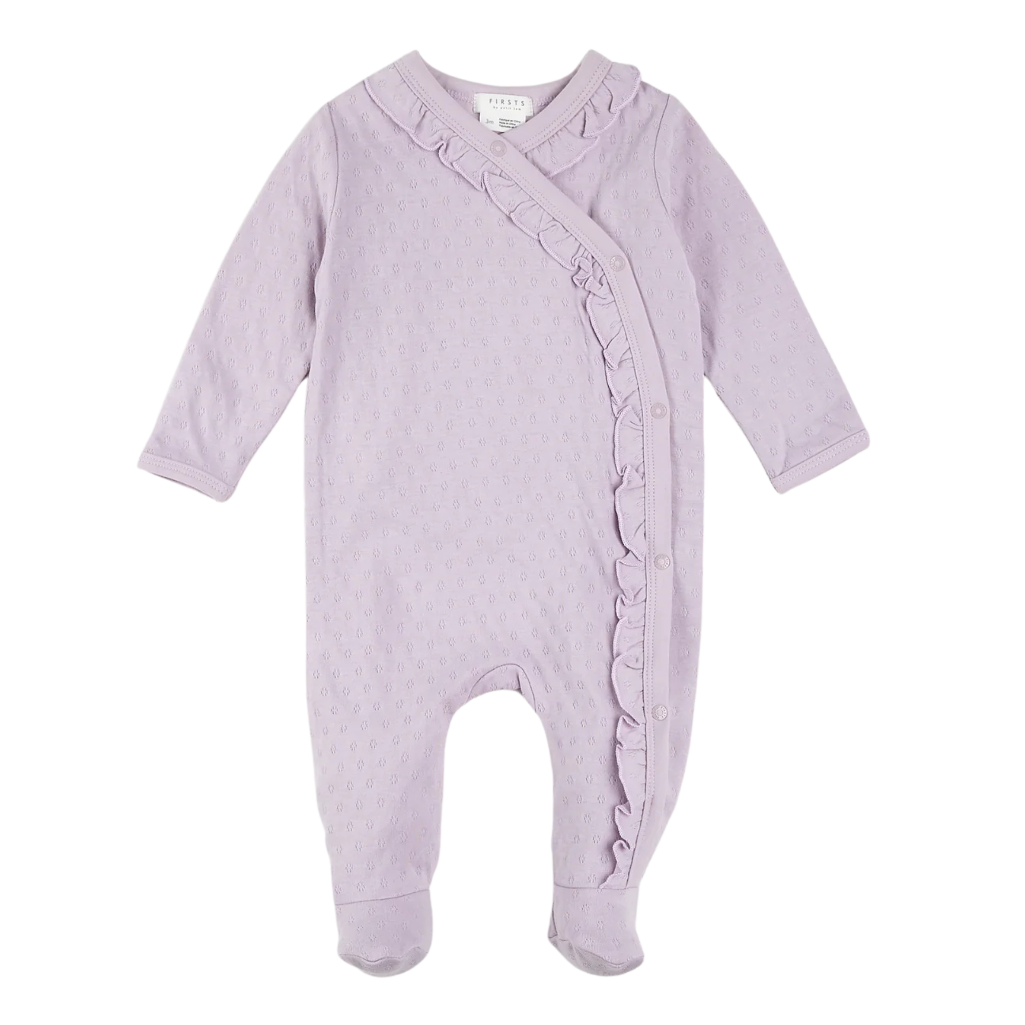 FIRSTS Grenouillère croisée en tricot pointelle violet clair 