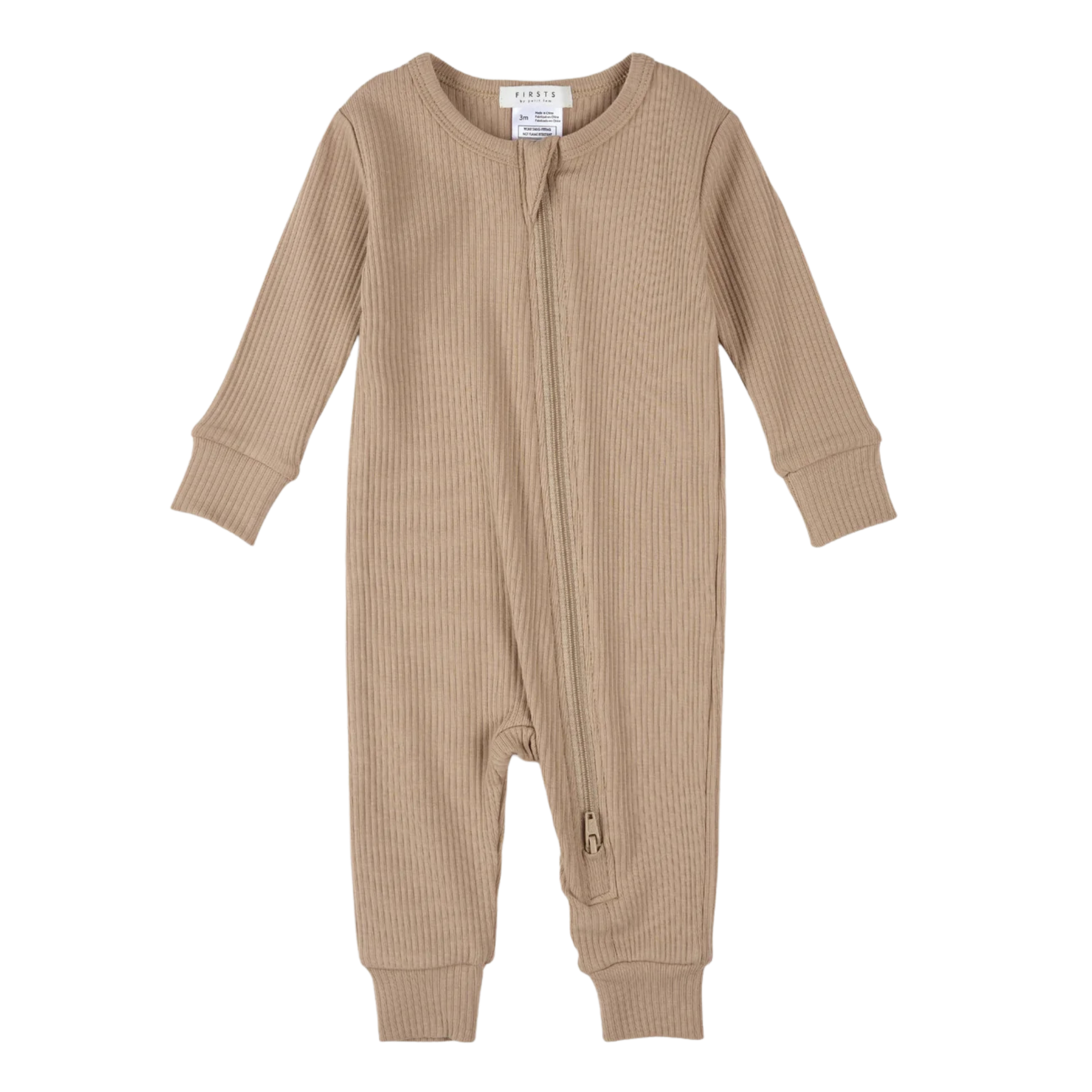 Pyjama côtelé en modal taupe clair FIRSTS