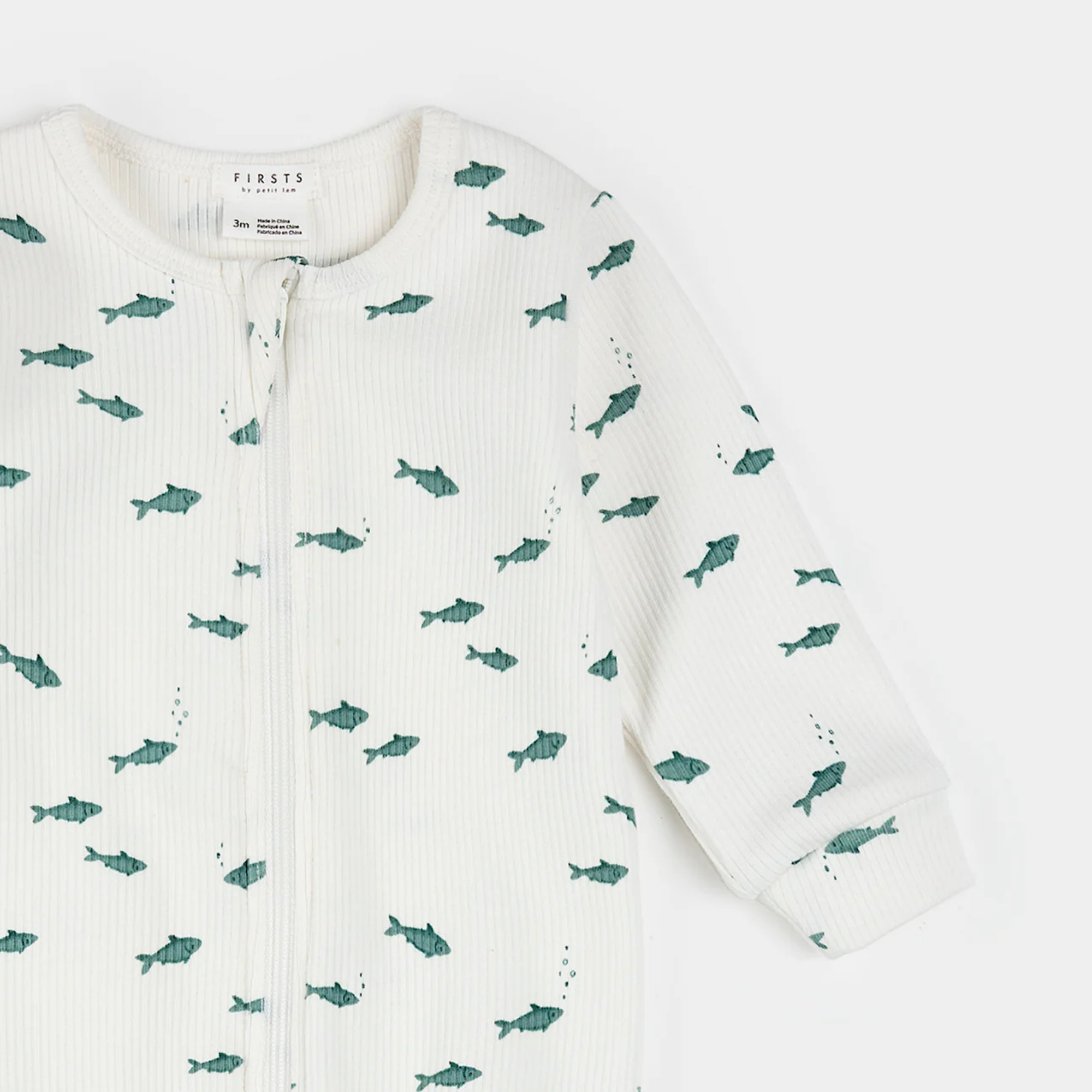 FIRSTS Little Fishes Print on Cream Footed Sleeper
