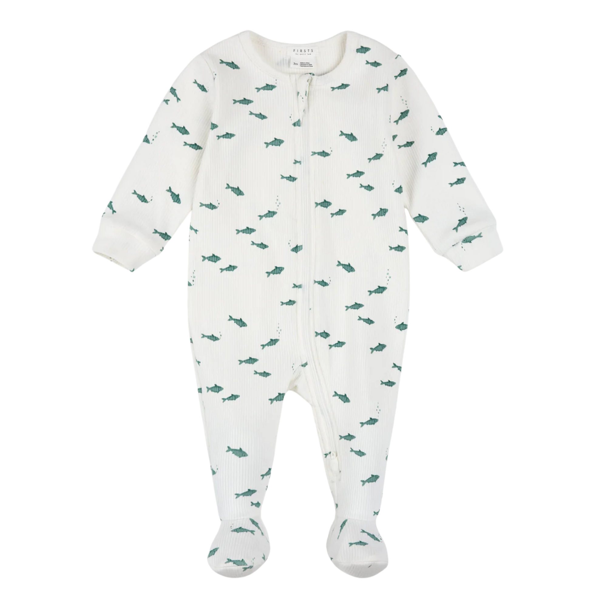 FIRSTS Little Fishes Print on Cream Footed Sleeper