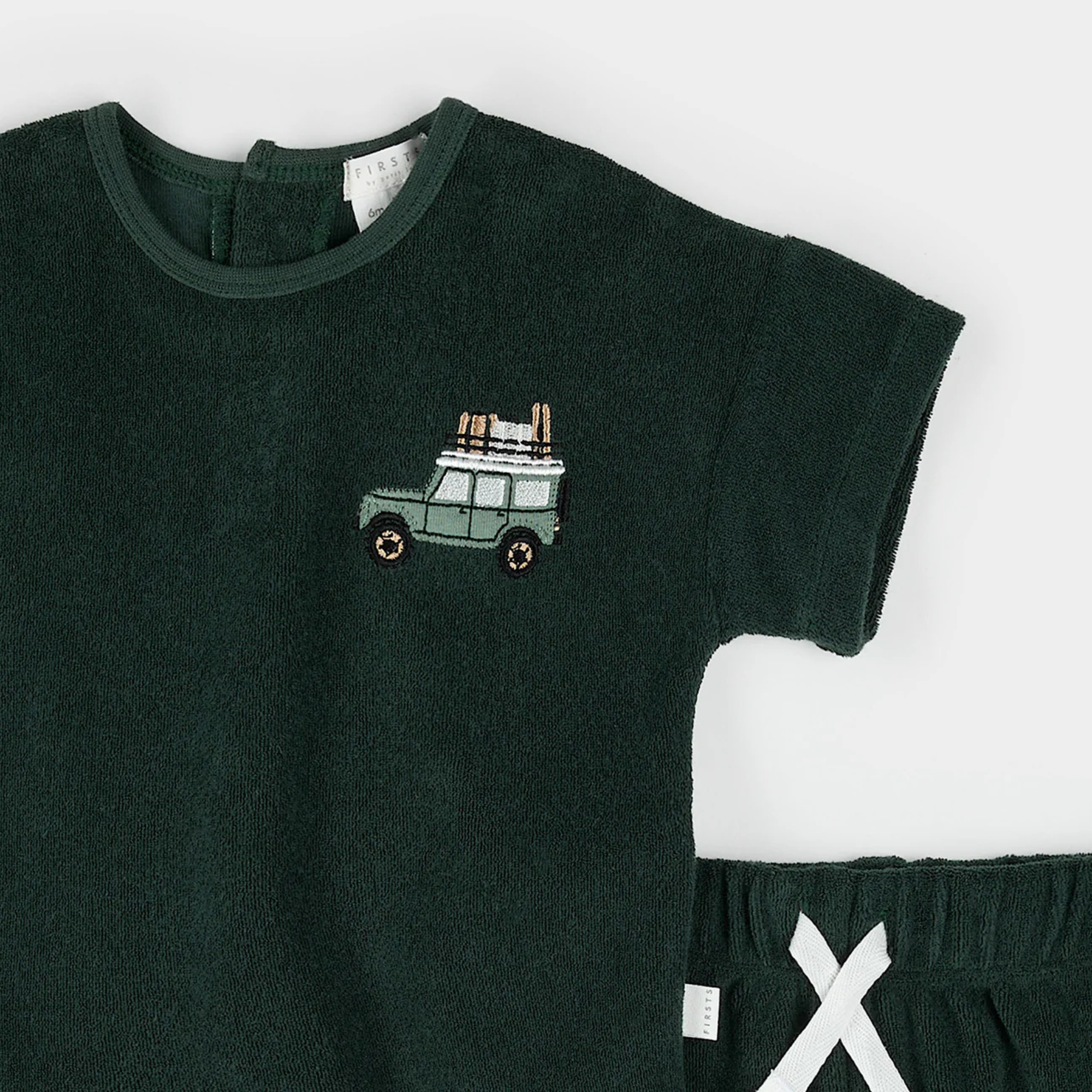 Ensemble short en tissu éponge vert militaire FIRSTS