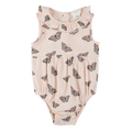 FIRSTS Monarch Print on Ribbed Cherry Blossom Bubble Romper