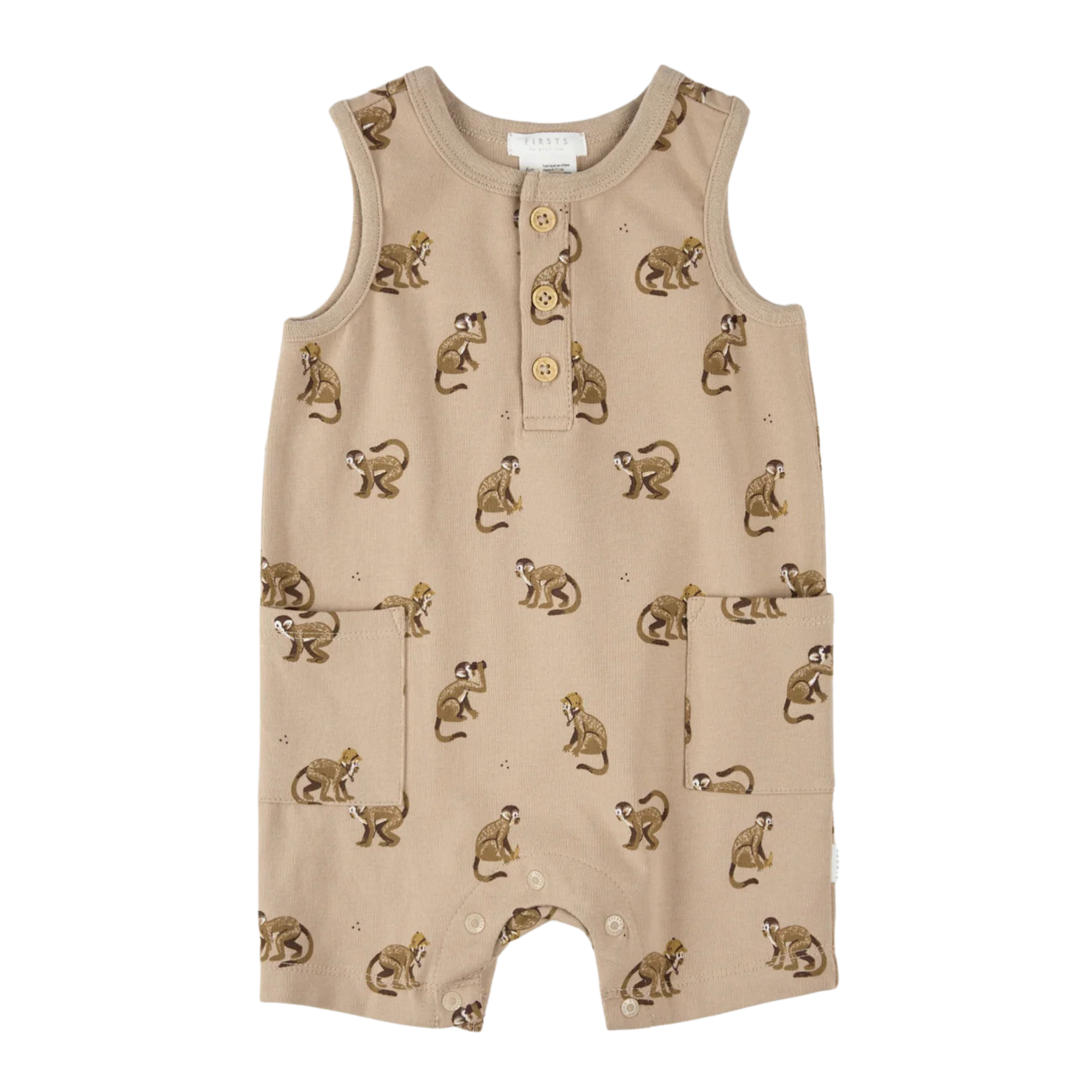 Combinaison sans manches à imprimé singe FIRSTS