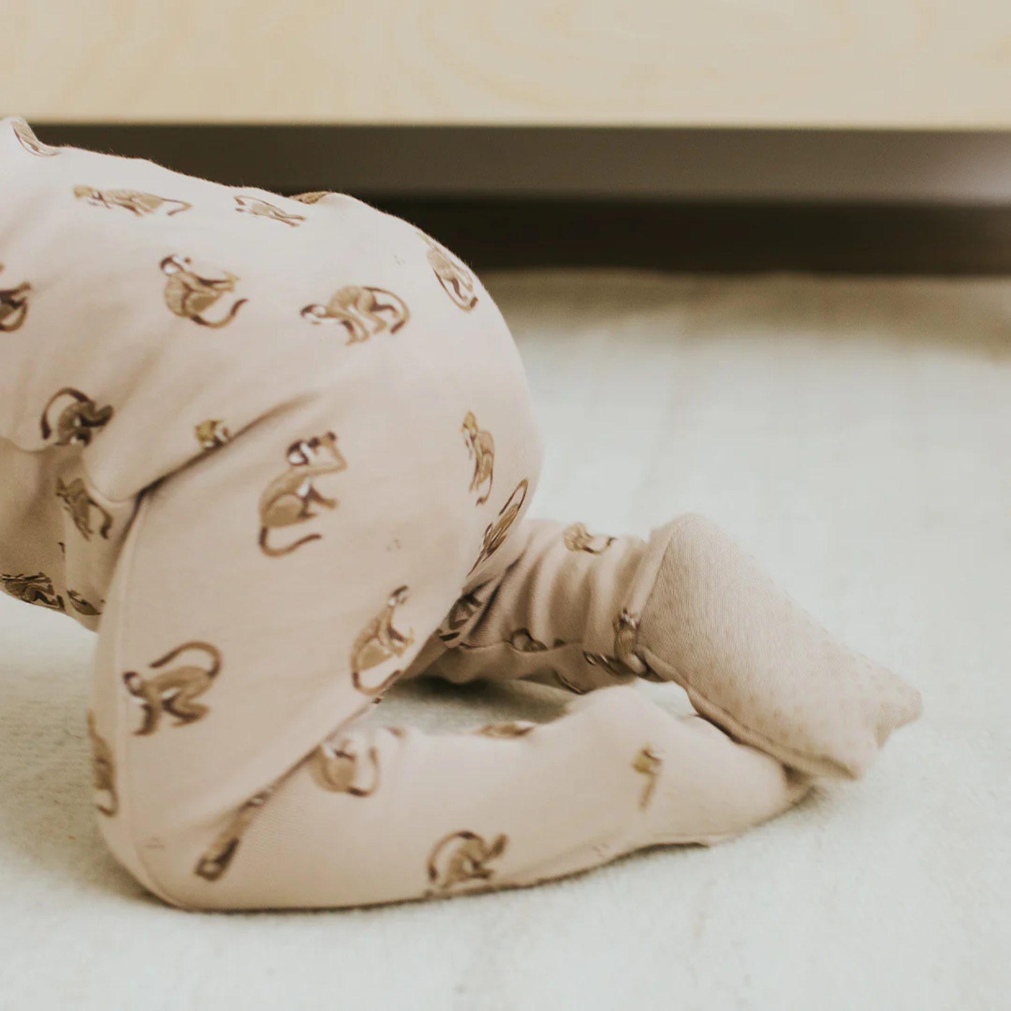 FIRSTS Monkey Print on Tan Convertible Sleeper