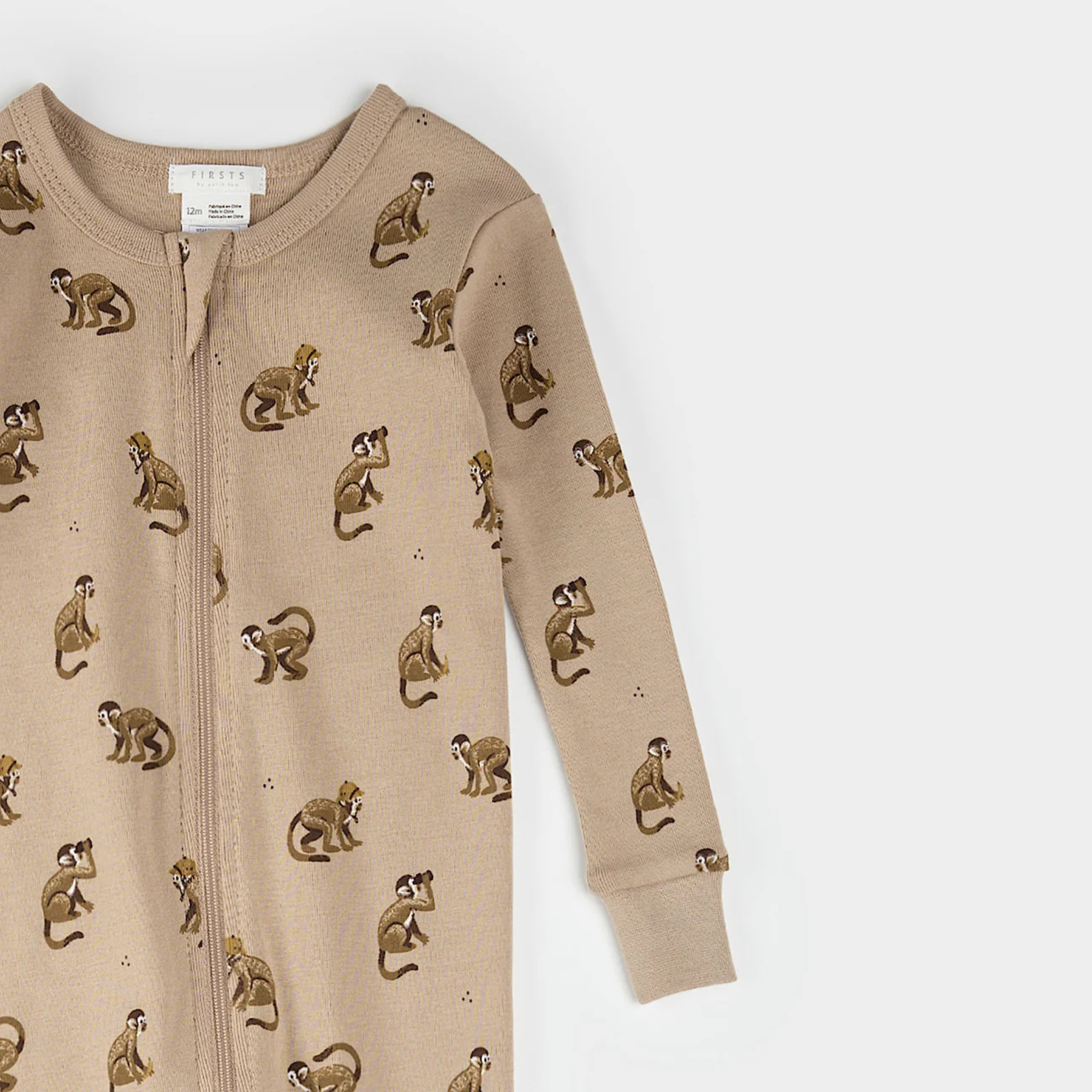 FIRSTS Monkey Print on Tan Convertible Sleeper