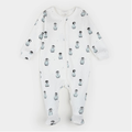 FIRSTS Penguins Print on Off-White Ribbed Sleeper