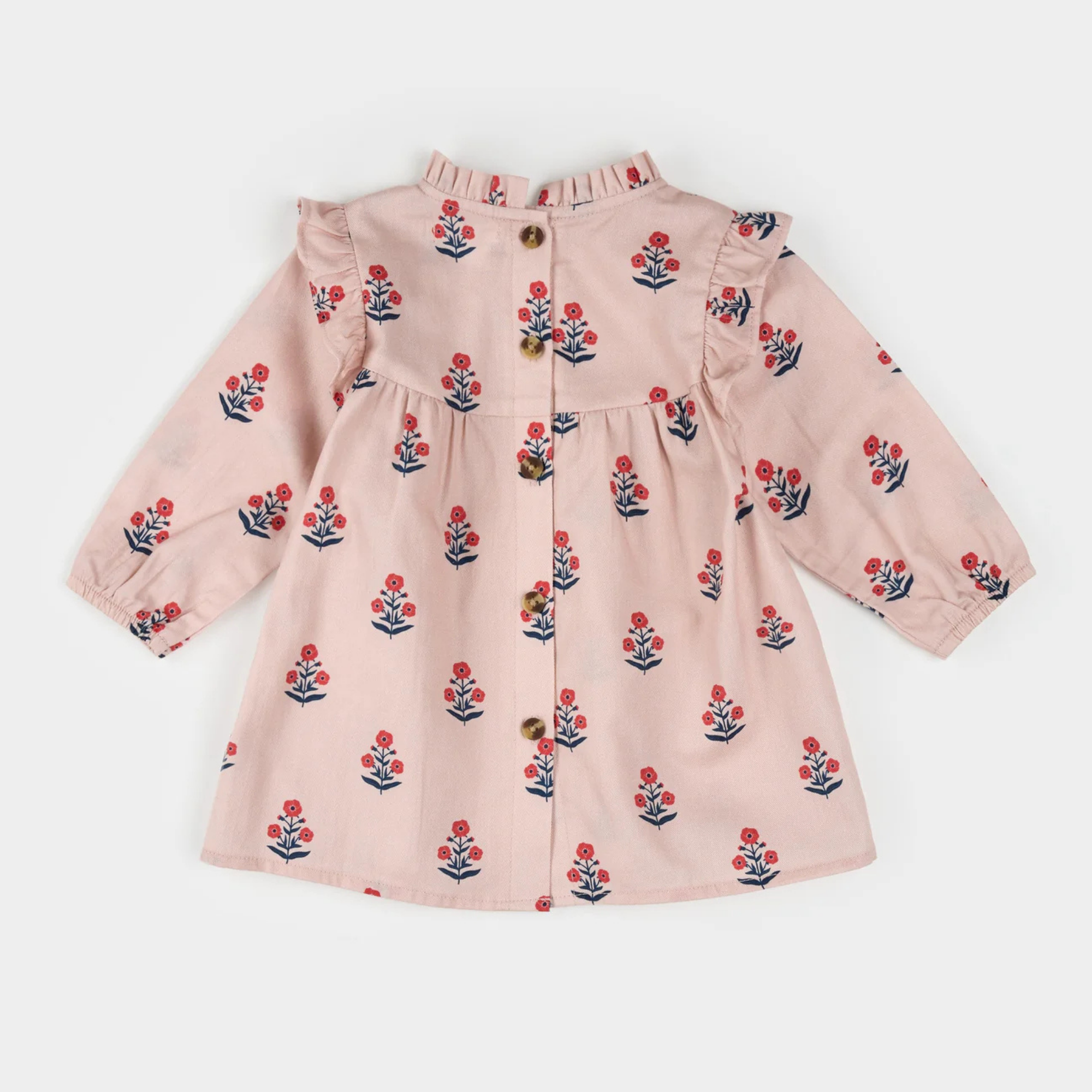 FIRSTS Poppy Print on Rose Brushed Twill Dress  Set