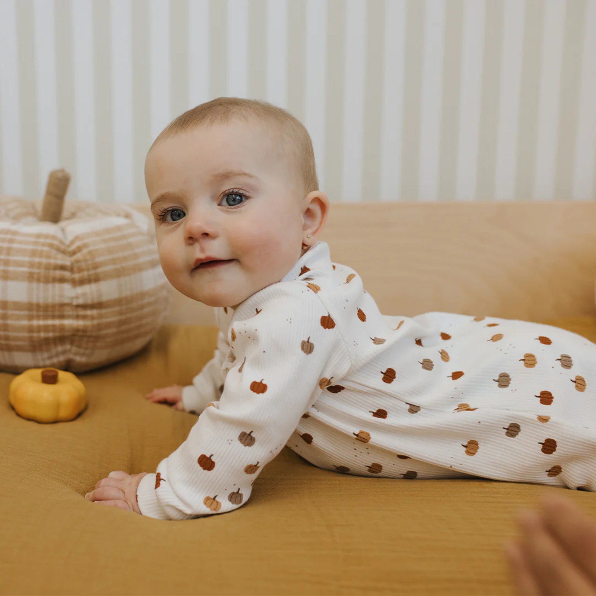 FIRSTS Pumpkin Patch Print on Off-White Sleeper