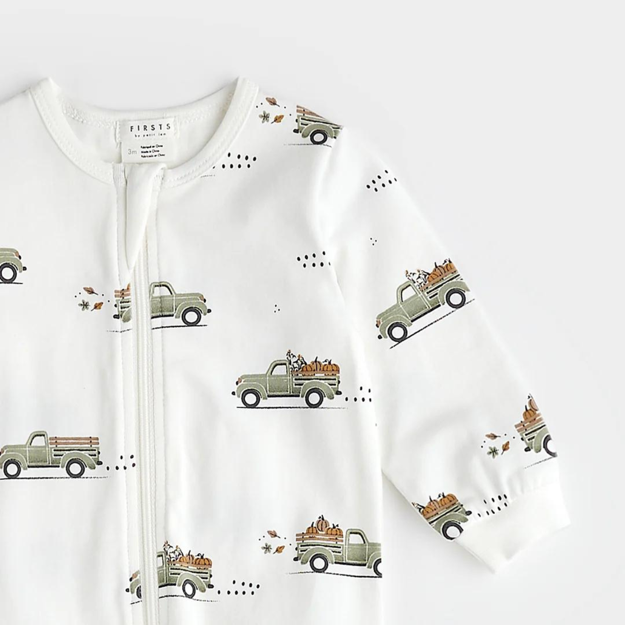 FIRSTS Pumpkin Pick-up Print on Off-White Sleeper