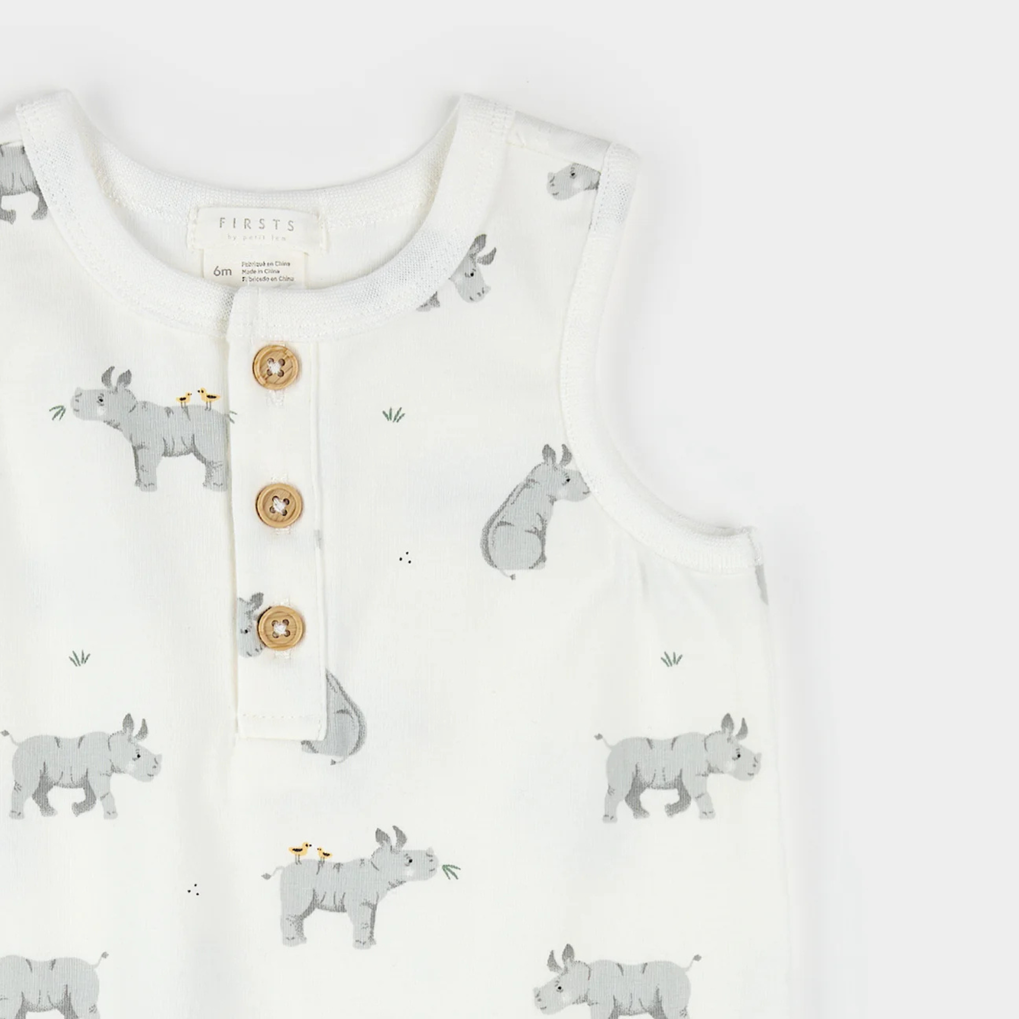FIRSTS Rhino Print Sleeveless Romper