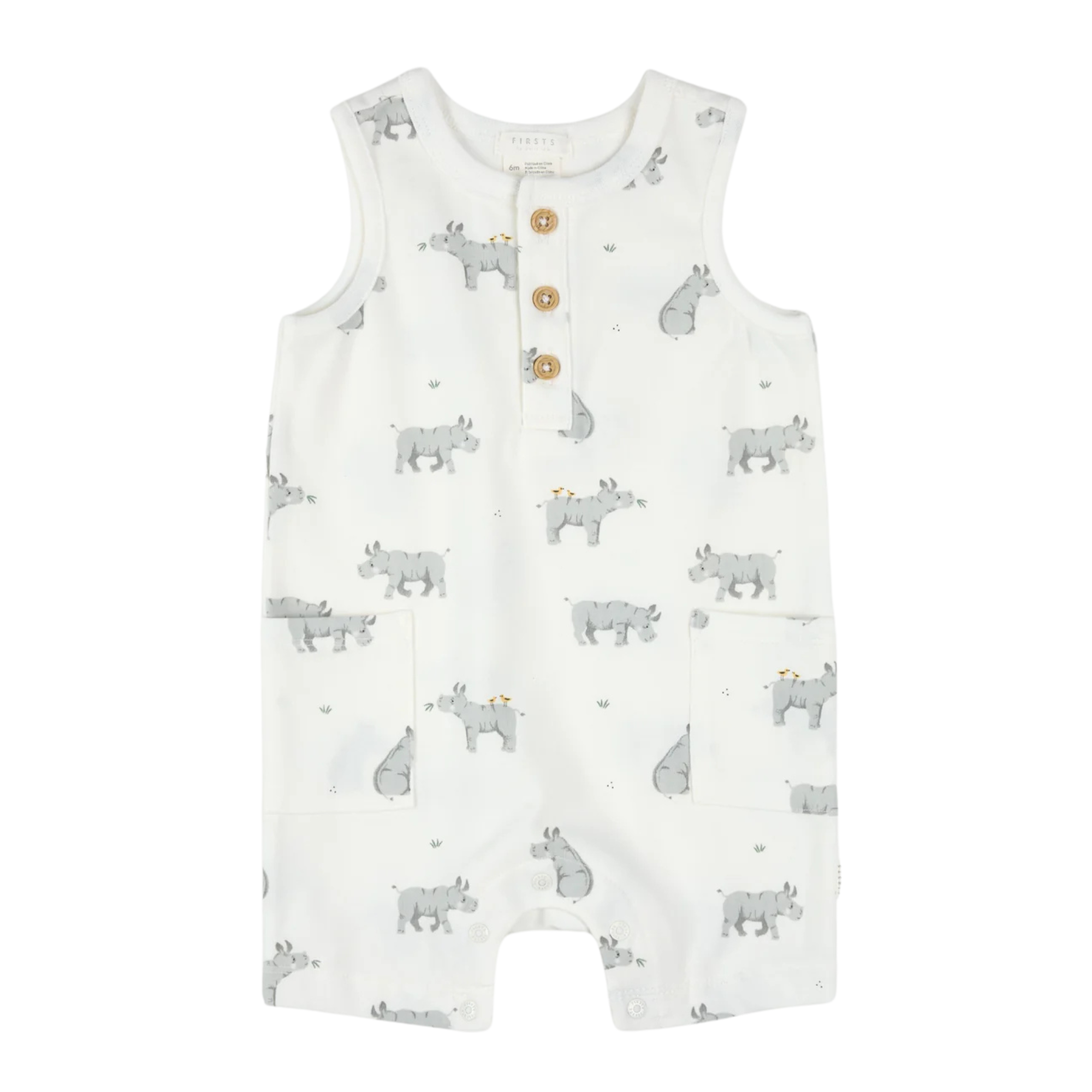 FIRSTS Rhino Print Sleeveless Romper