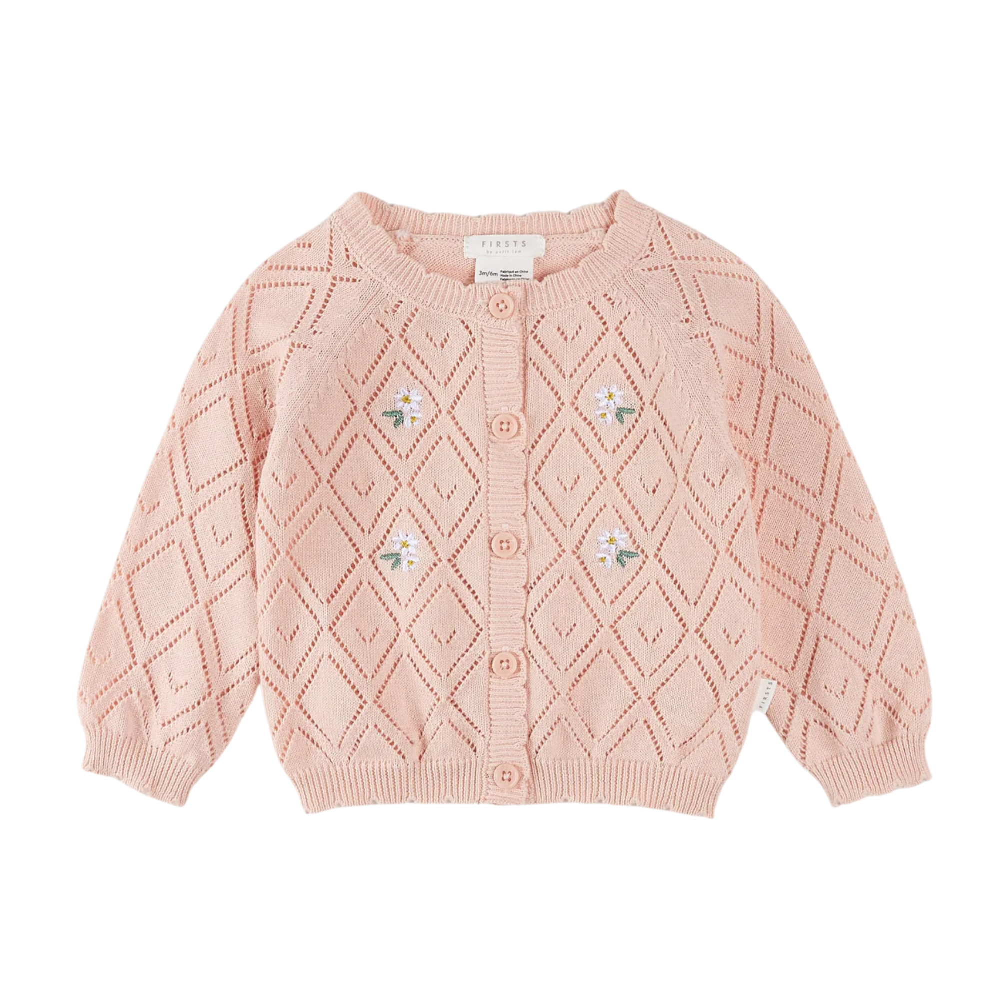 FIRSTS Rose Quartz Pointelle Knit Cardigan