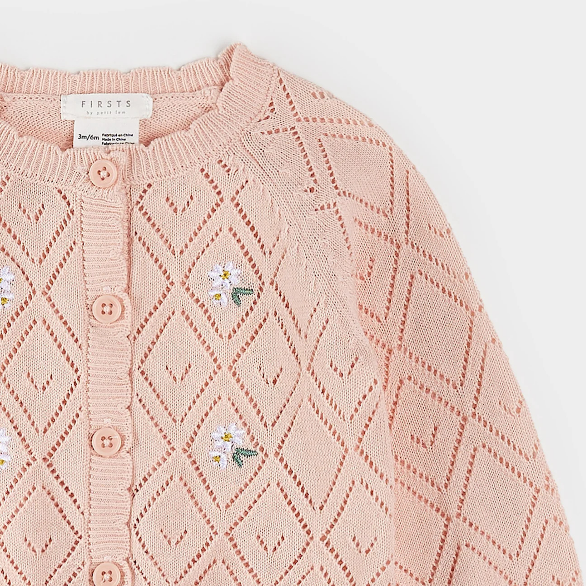 FIRSTS Rose Quartz Pointelle Knit Cardigan