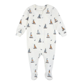 FIRSTS Sailboats Print on Off-White Footed Sleeper