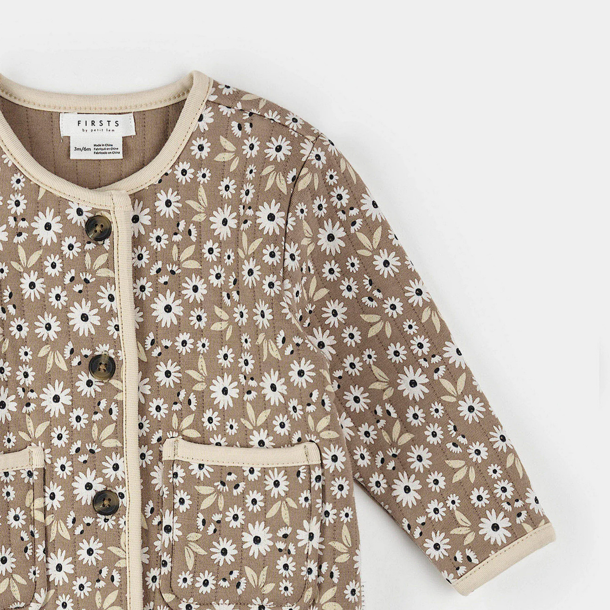 Cardigan matelassé à imprimé marguerites Sand Dune FIRSTS
