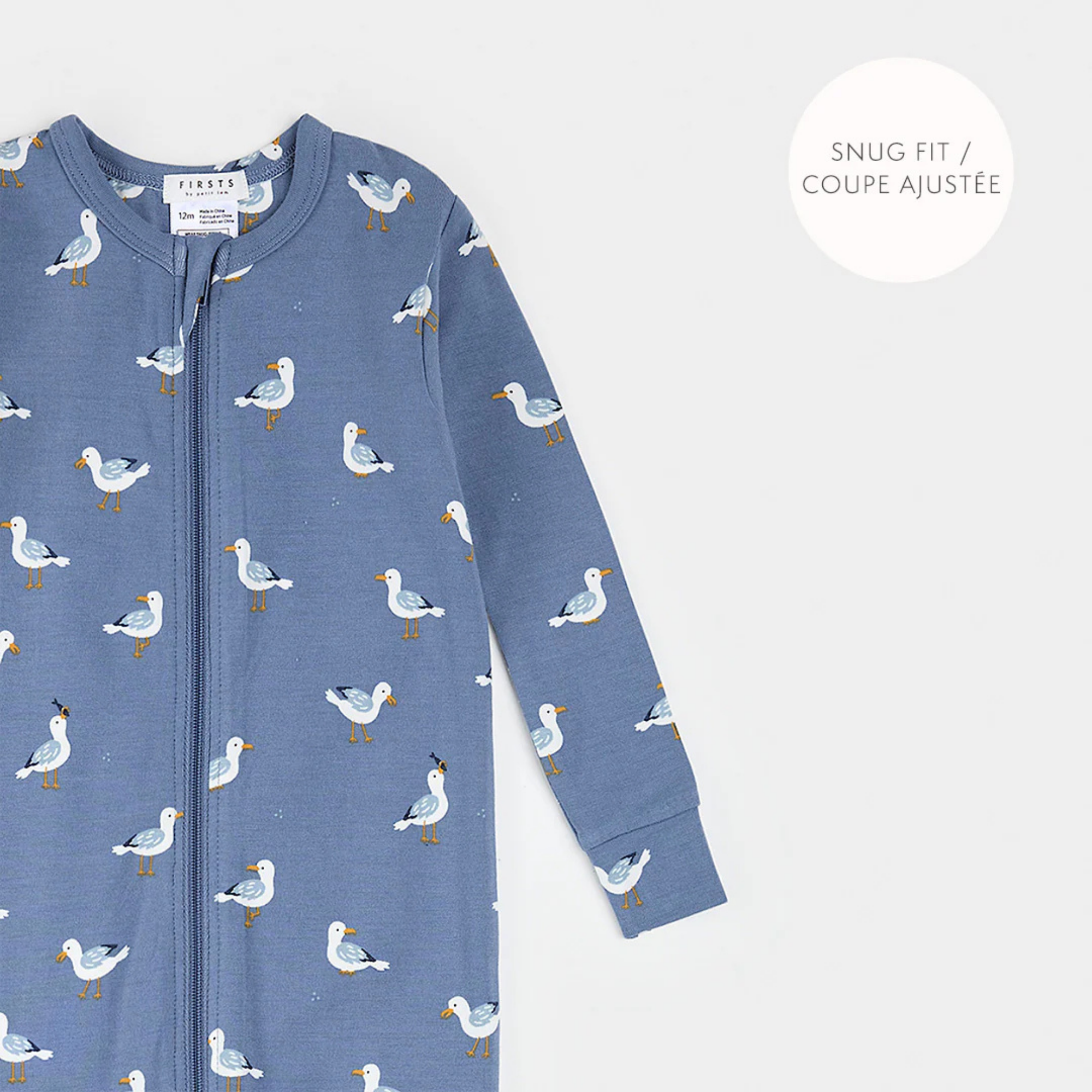 FIRSTS Seaguls Print on Blue Convertible Sleeper