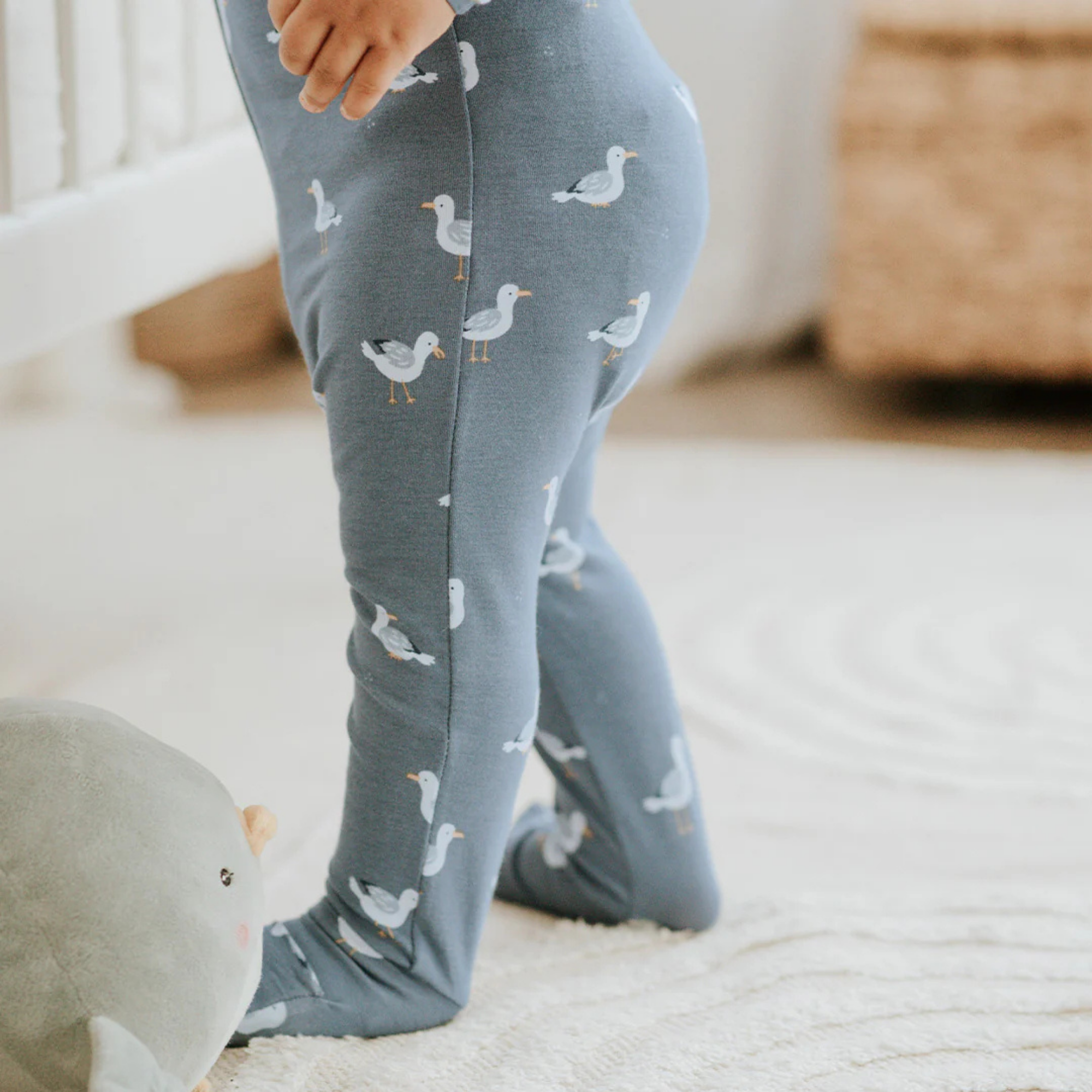 FIRSTS Seaguls Print on Blue Convertible Sleeper