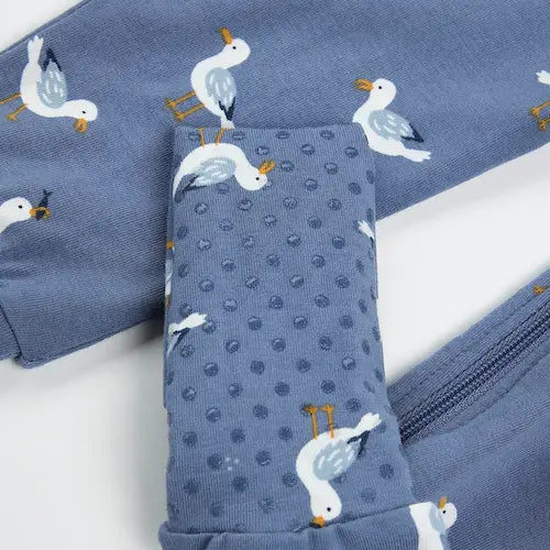 FIRSTS Seaguls Print on Blue Convertible Sleeper