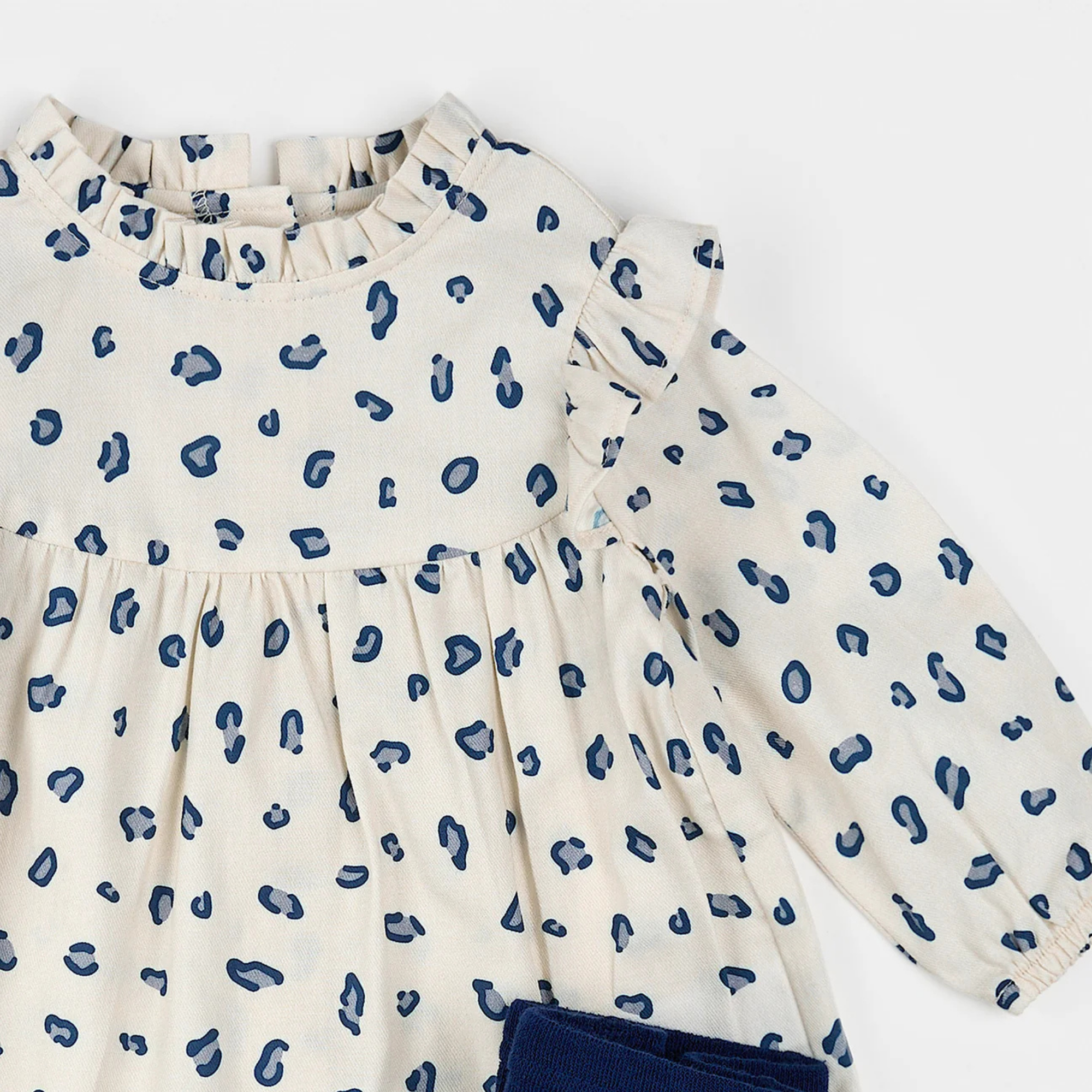 FIRSTS Snow Leopard Print on Brushed Twill Dress  Set