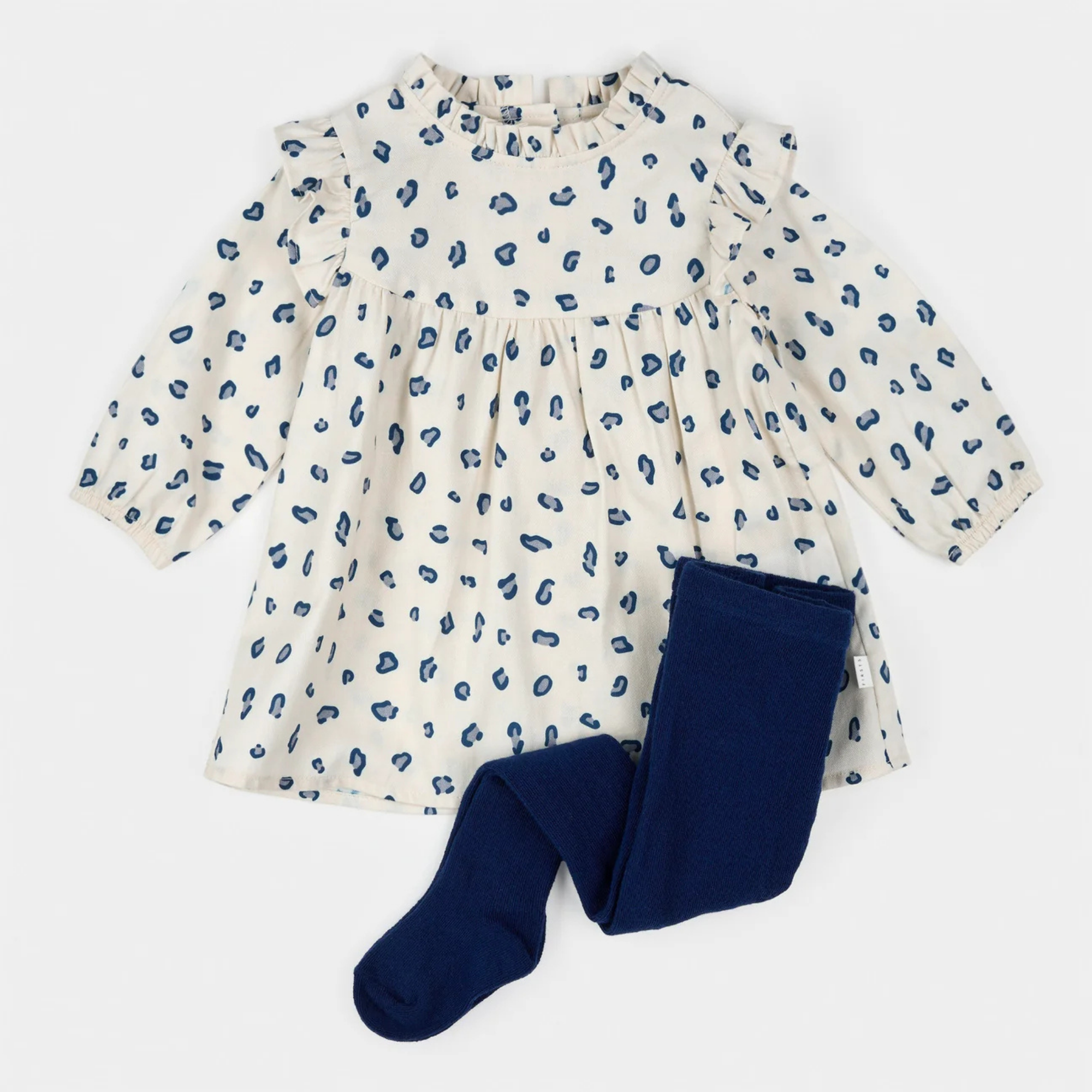 FIRSTS Snow Leopard Print on Brushed Twill Dress  Set