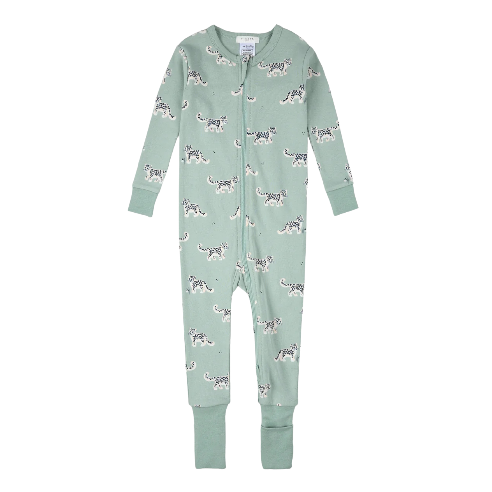 FIRSTS Snow Leopard Print on Frosty Teal Convertible Sleeper