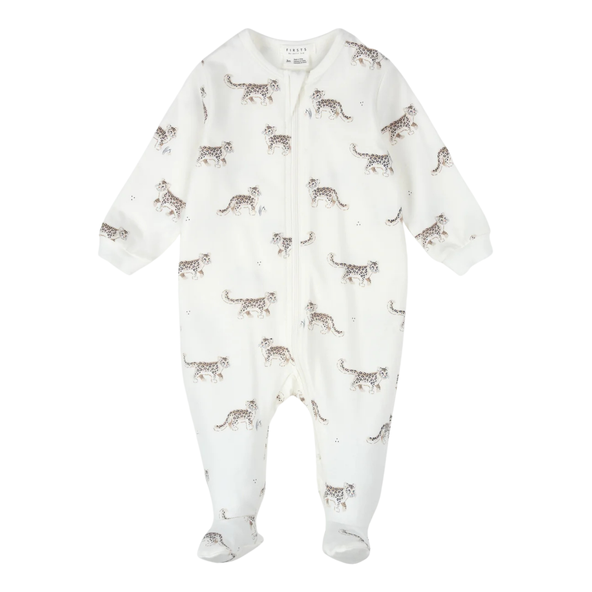 FIRSTS Snow Leopard Print on Off-White Sleeper