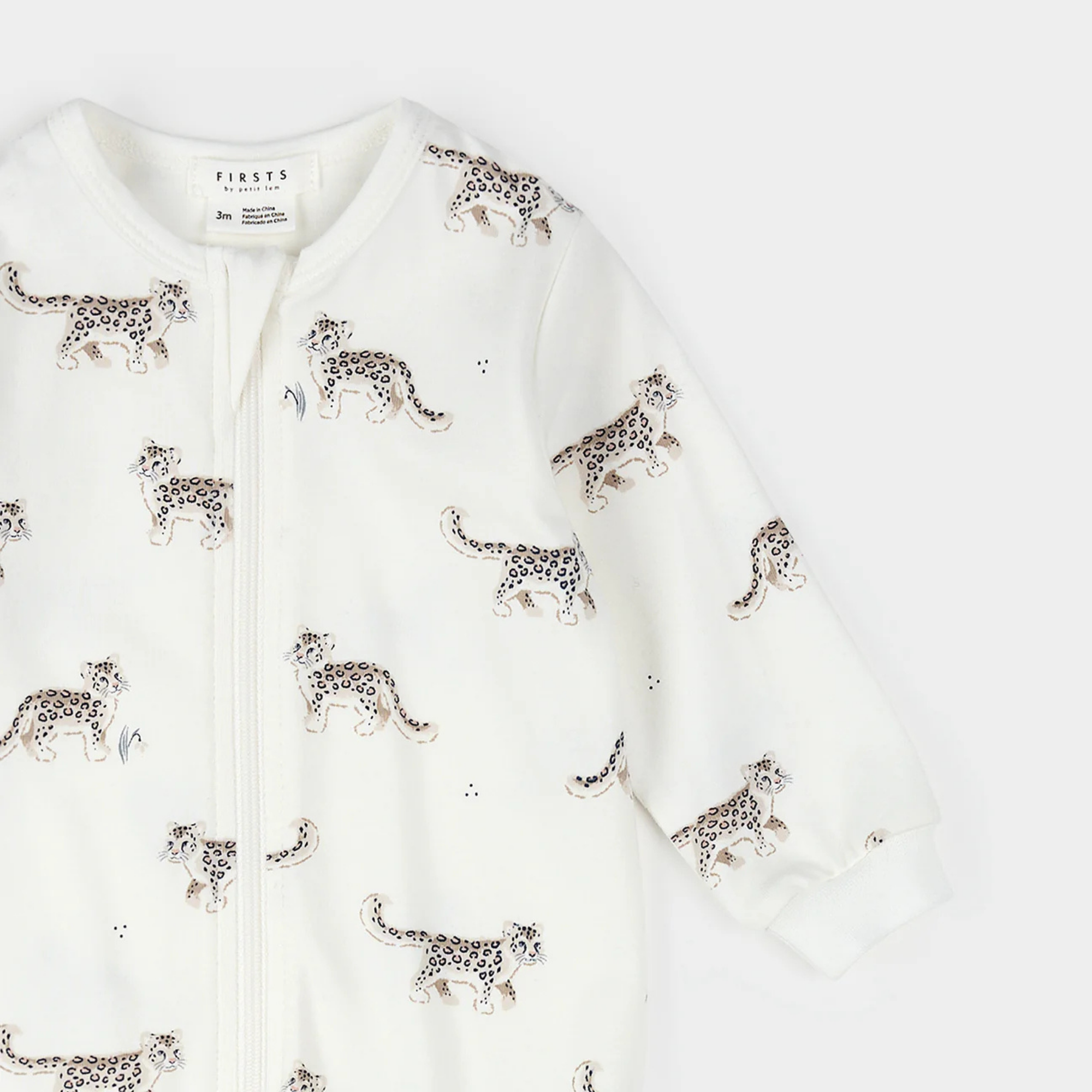 FIRSTS Snow Leopard Print on Off-White Sleeper