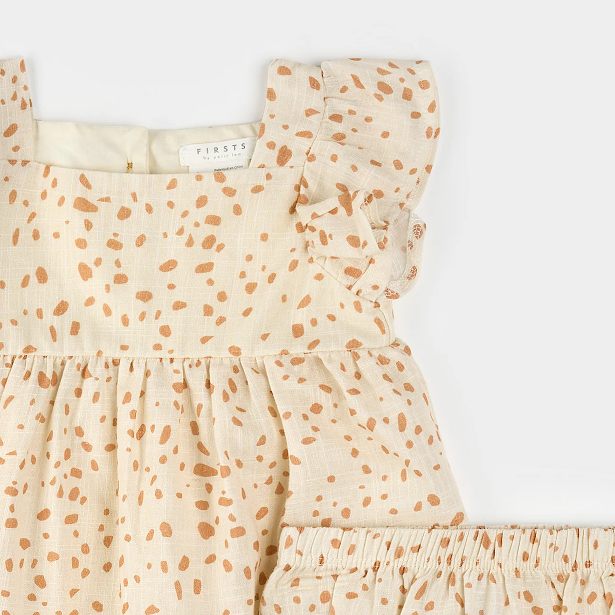 Ensemble de robe à imprimé pois FIRSTS sur un motif à carreaux croisés blanc antique 