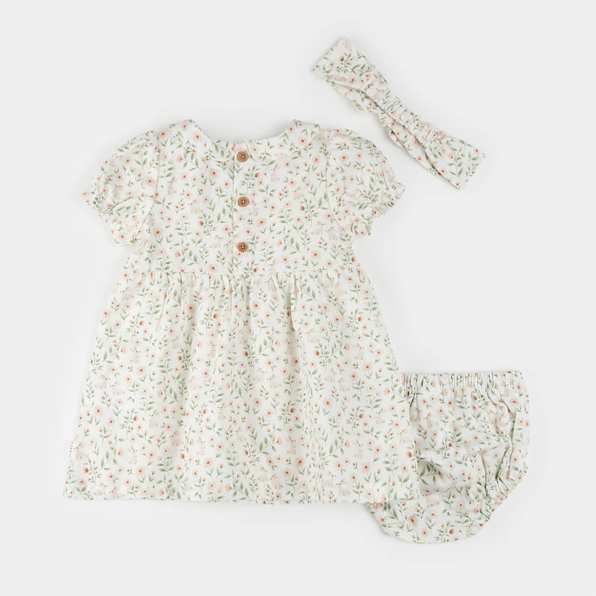 FIRSTS Spring Bunnies Poplin 3pc Dress Set
