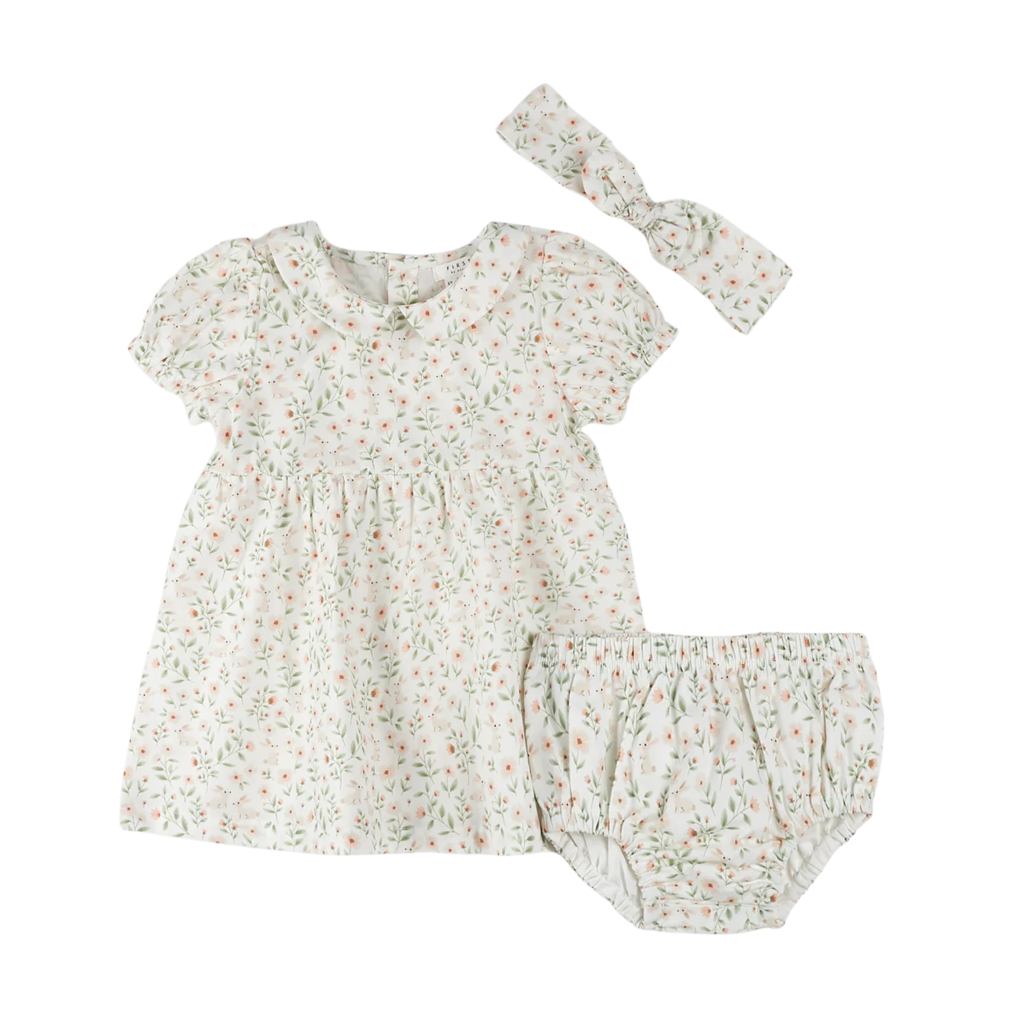 FIRSTS Spring Bunnies Poplin 3pc Dress Set