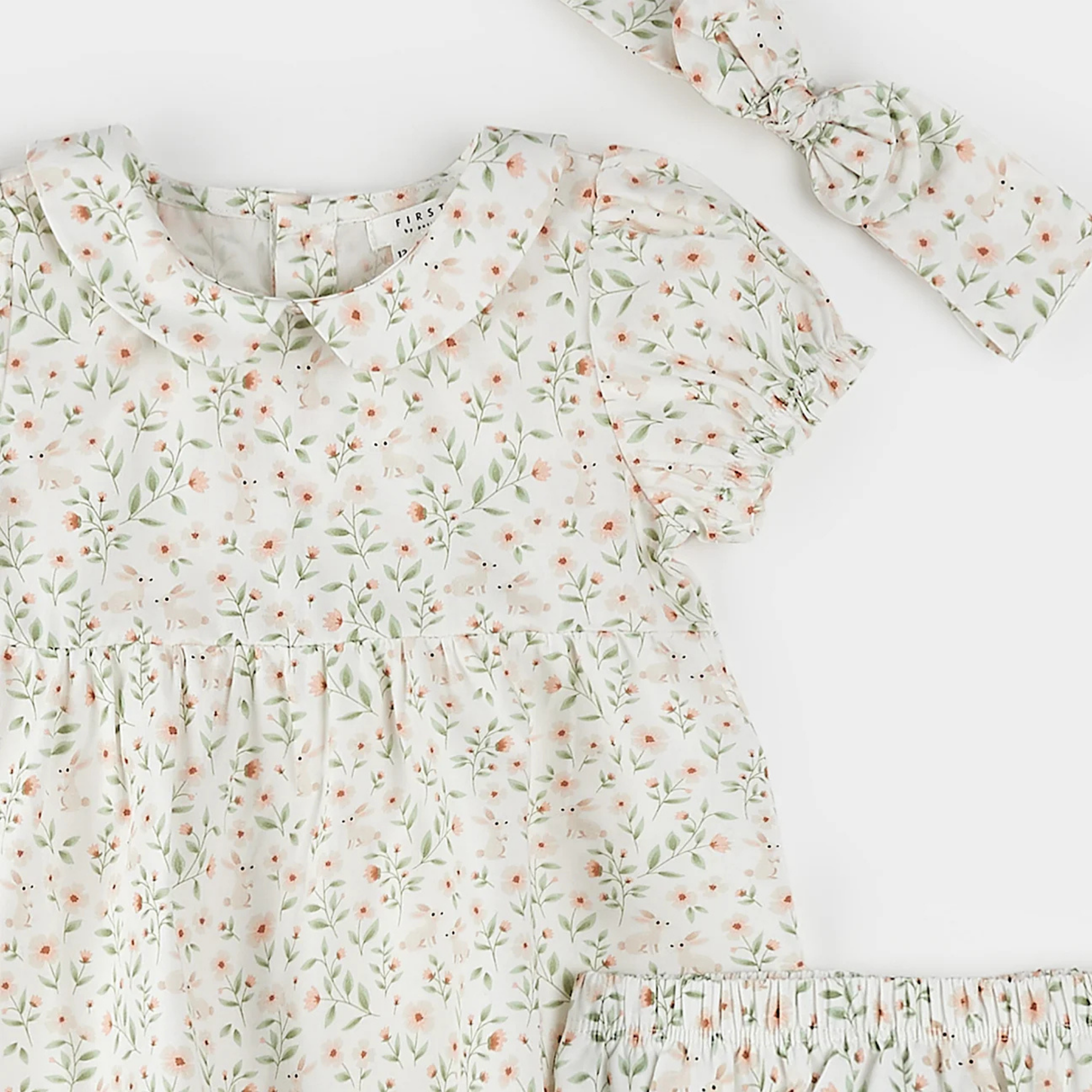 FIRSTS Spring Bunnies Poplin 3pc Dress Set