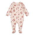 FIRSTS Strawberry Print on Light Pink Footed Sleeper