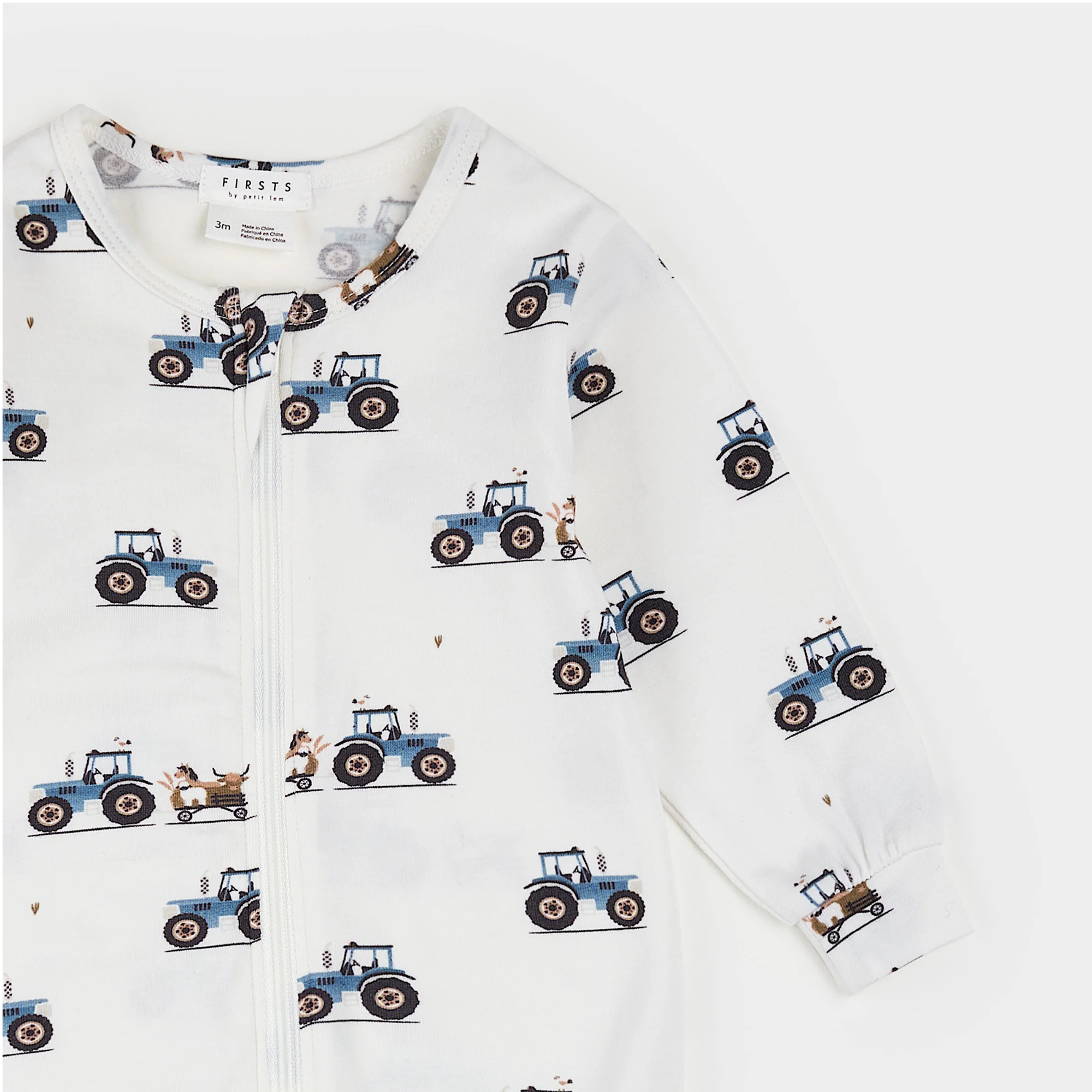 FIRSTS Tractor Ride Print on Off-White LunaKnit Sleeper